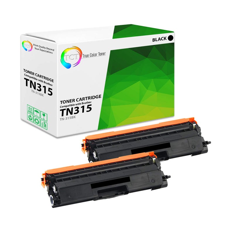 TCT TN315 Black Toner Cartridge 2 Pack - Compatible Replacement for Brother TN-315BK Black Works with Brother HL-4150CDN 4570CDW 4570CDWT MFC-9460CDN 9560CDW 9970CDW Printers (6,000 Pages) - Image 1